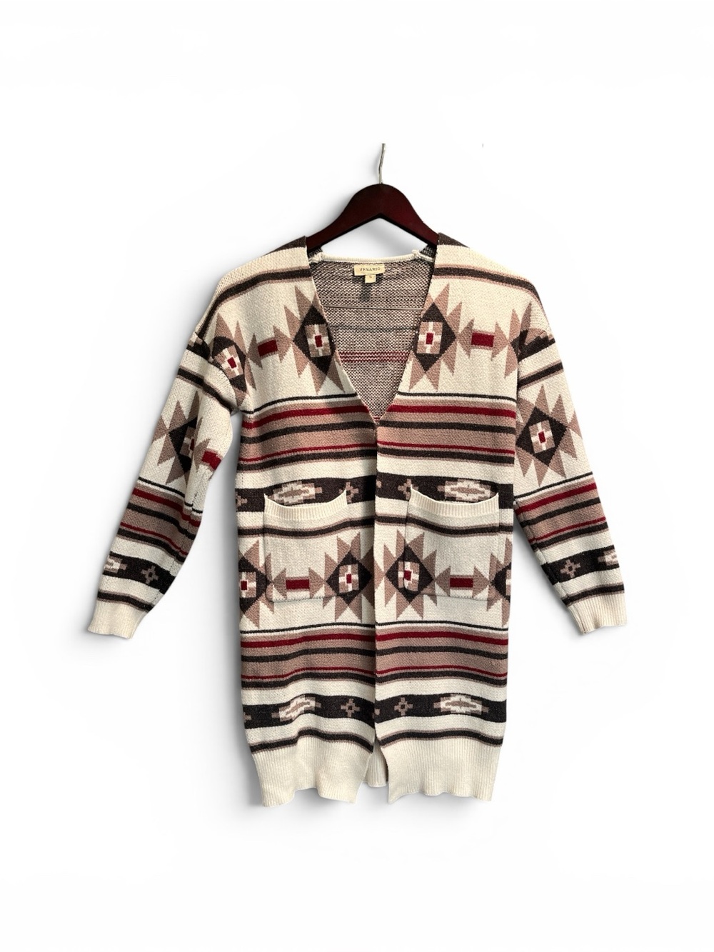 Women’s Aztec Open-Front Cardigan Sweater - Cream & Earth Tones